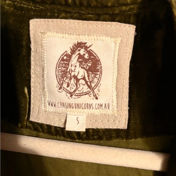 Chasing Unicorns Olive Revolution Velvet Jacket S - Picture 3 of 4